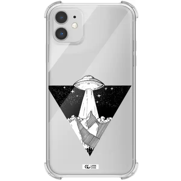 a triangle with a ufo in the sky Apple iPhone 11 Clear PC Case