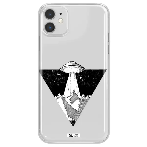 a triangle with a ufo in the sky Apple iPhone 11 Clear TPU Case