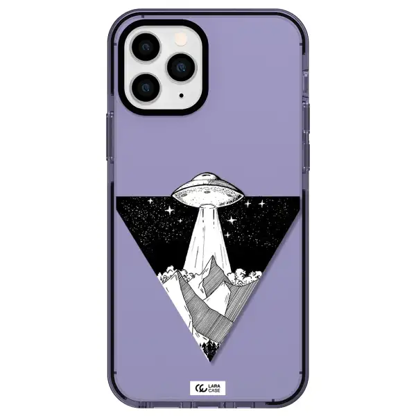 a triangle with a ufo in the sky Apple iPhone 11 pro impact Lilac Case