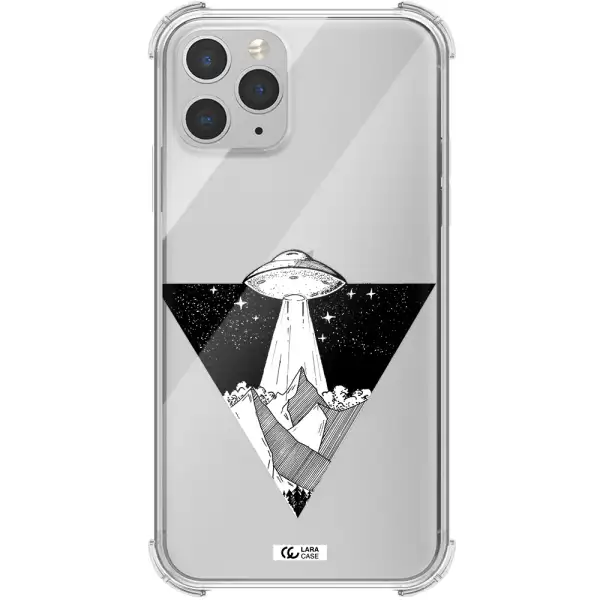 a triangle with a ufo in the sky Apple iPhone 11 pro max Clear PC Case