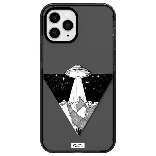 a triangle with a ufo in the sky Apple iPhone 11 pro max impact Smoke Black Case