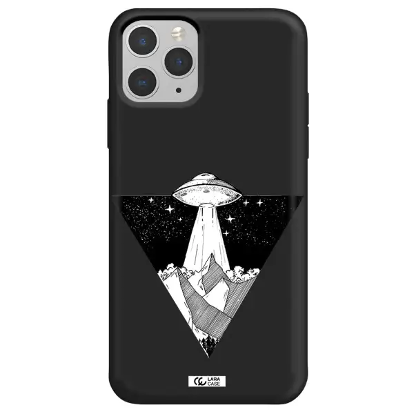 a triangle with a ufo in the sky Apple iPhone 11 pro max Silicone black Case