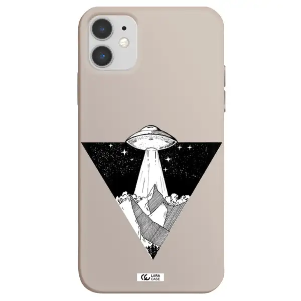 a triangle with a ufo in the sky Apple iPhone 11 Silicone Stone Case
