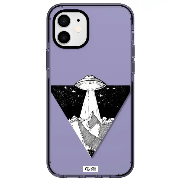 a triangle with a ufo in the sky Apple iPhone 12 impact Lilac Case
