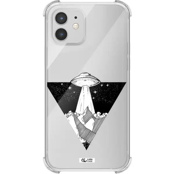 a triangle with a ufo in the sky Apple iPhone 12 mini Clear PC Case