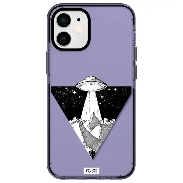 a triangle with a ufo in the sky Apple iPhone 12 mini impact Lilac Case