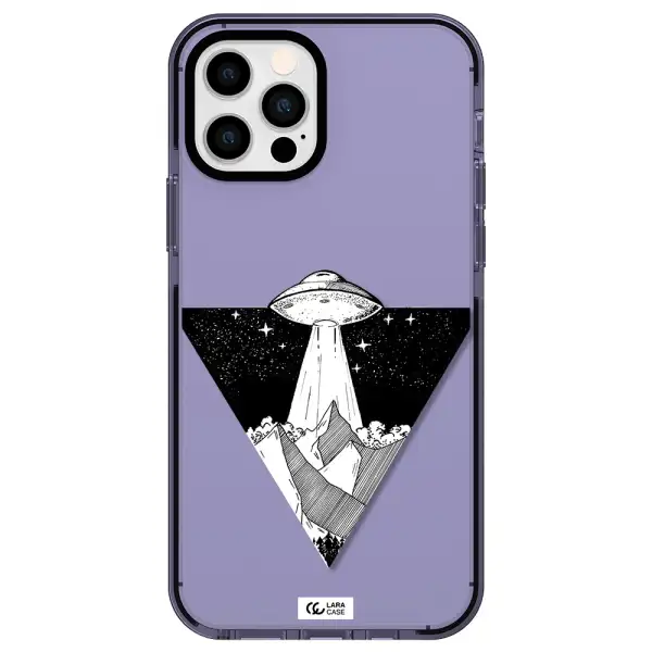 a triangle with a ufo in the sky Apple iPhone 12 pro impact Lilac Case
