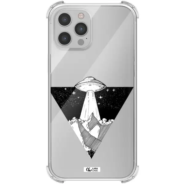 a triangle with a ufo in the sky Apple iPhone 12 pro max Clear PC Case