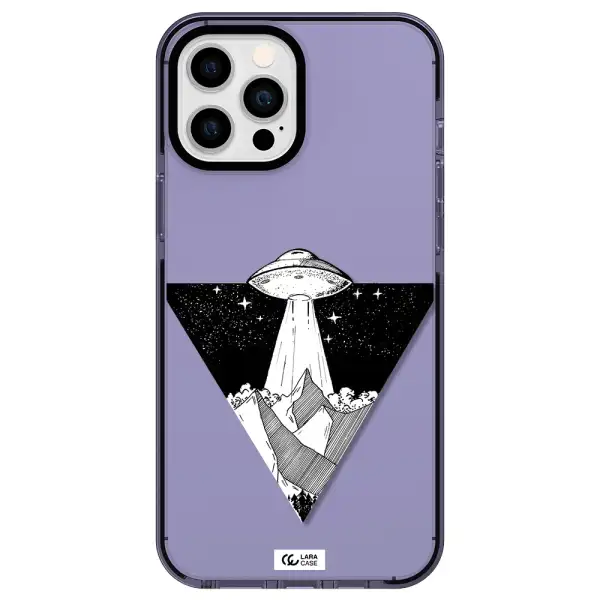 a triangle with a ufo in the sky Apple iPhone 12 pro max impact Lilac Case