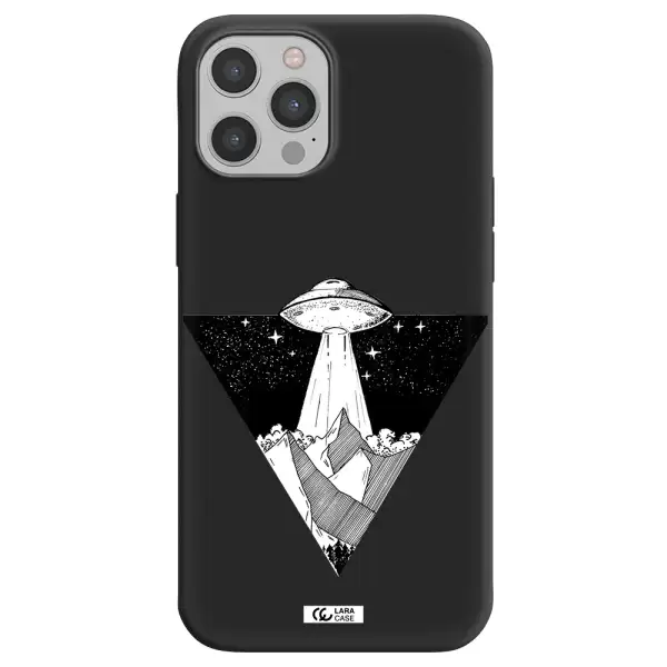 a triangle with a ufo in the sky Apple iPhone 12 pro Silicone black Case