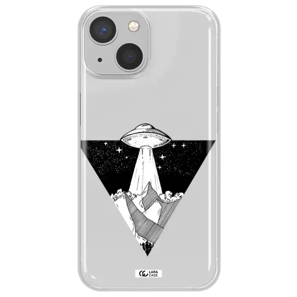 a triangle with a ufo in the sky Apple iPhone 13 Clear TPU Case