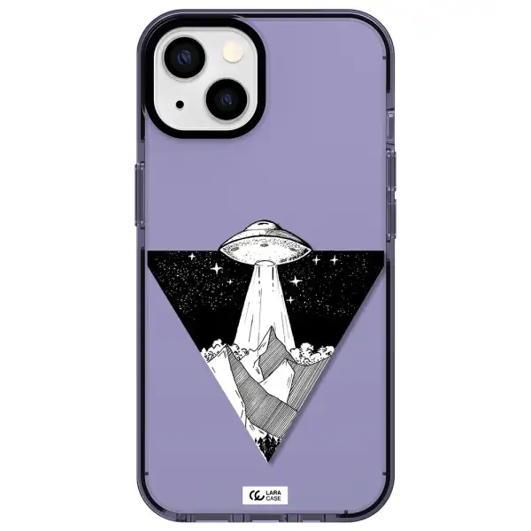 a triangle with a ufo in the sky Apple iPhone 13 impact Lilac Case