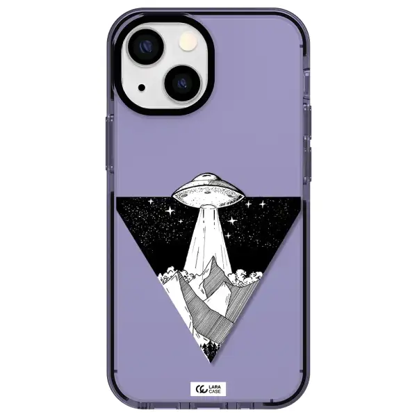 a triangle with a ufo in the sky Apple iPhone 13 mini impact Lilac Case