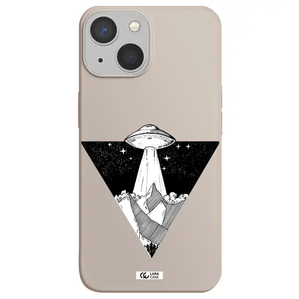 a triangle with a ufo in the sky Apple iPhone 13 mini Silicone Stone Case