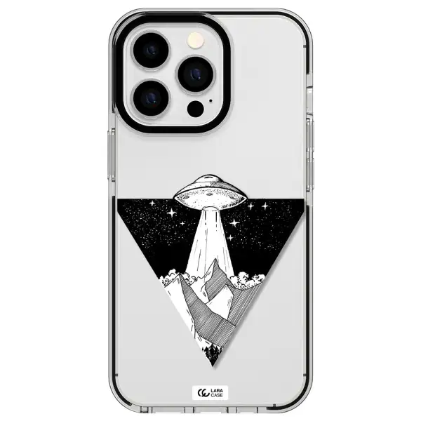 a triangle with a ufo in the sky Apple iPhone 13 Pro impact black border Case