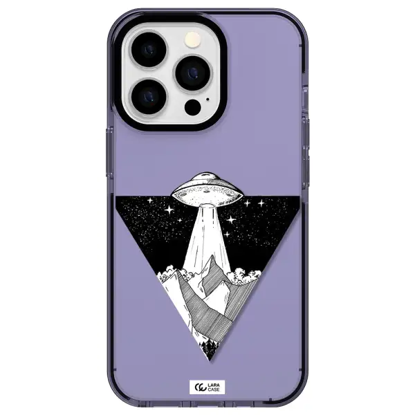 a triangle with a ufo in the sky Apple iPhone 13 Pro impact Lilac Case