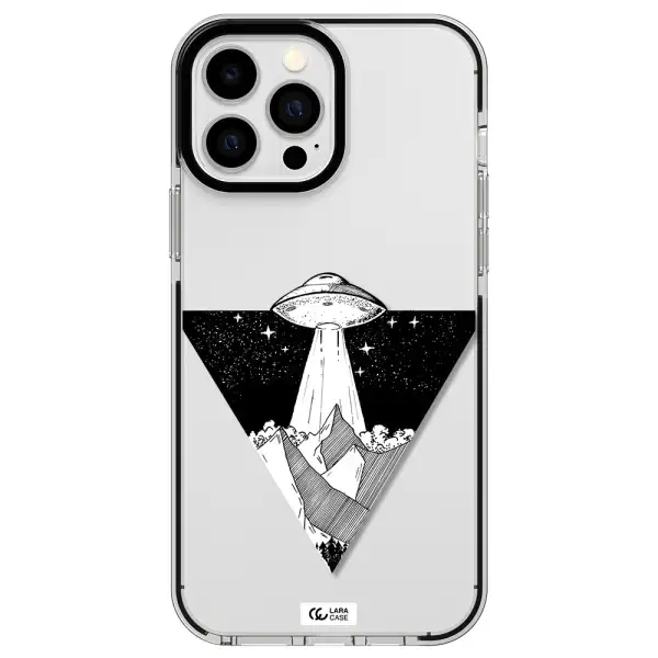 a triangle with a ufo in the sky Apple iPhone 13 Pro Max impact black border Case