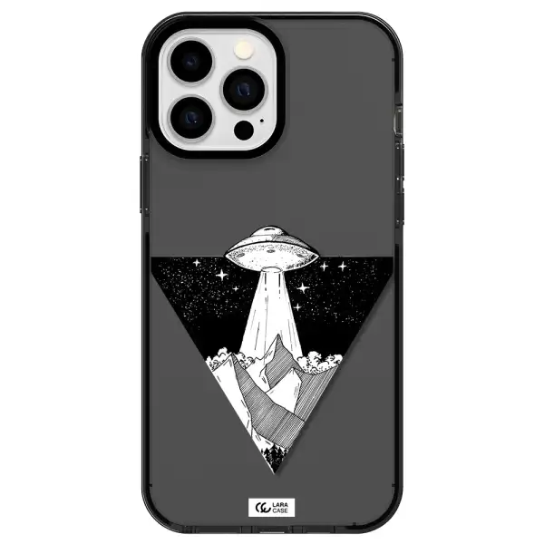 a triangle with a ufo in the sky Apple iPhone 13 Pro Max impact Smoke Black Case