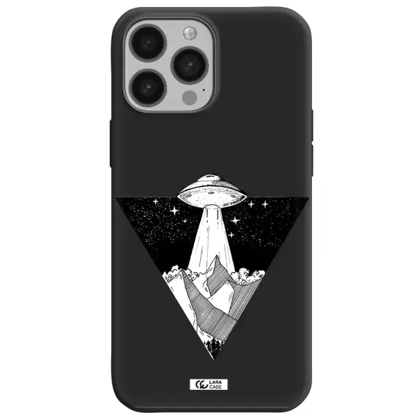 a triangle with a ufo in the sky Apple iPhone 13 Pro Max Silicone black Case