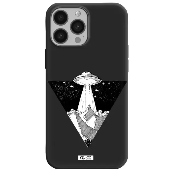 a triangle with a ufo in the sky Apple iPhone 13 Pro Silicone black Case