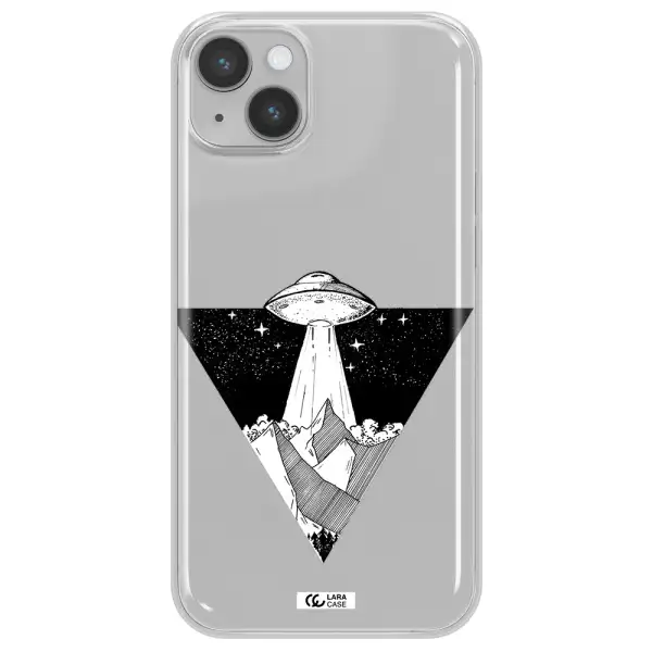 a triangle with a ufo in the sky Apple iPhone 14 plus Clear TPU Case