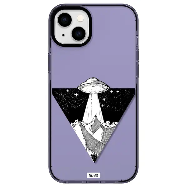 a triangle with a ufo in the sky Apple iPhone 14 plus impact Lilac Case