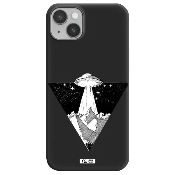 a triangle with a ufo in the sky Apple iPhone 14 plus Silicone black Case