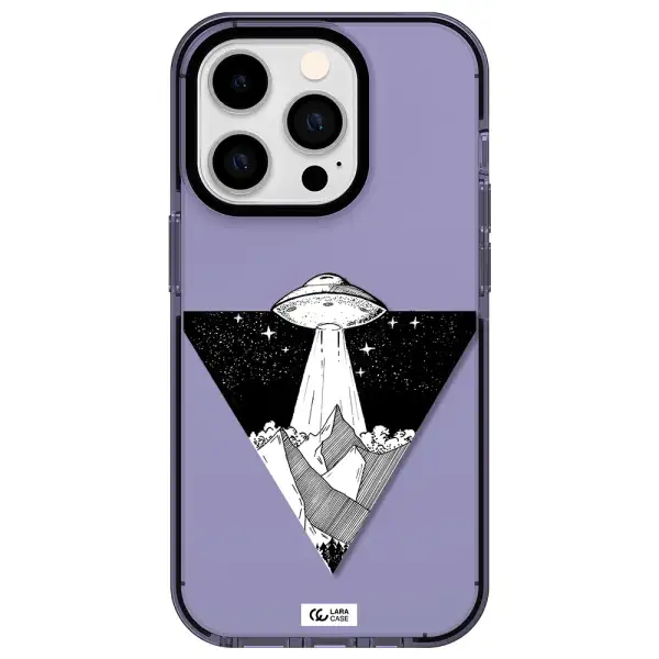 a triangle with a ufo in the sky Apple iPhone 14 pro impact Lilac Case