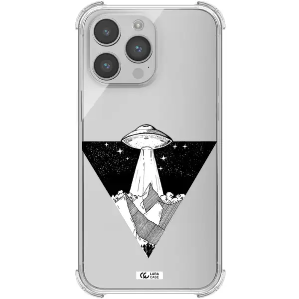 a triangle with a ufo in the sky Apple iPhone 14 pro max Clear PC Case