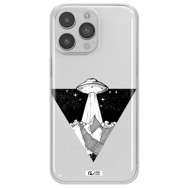 a triangle with a ufo in the sky Apple iPhone 14 pro max Clear TPU Case