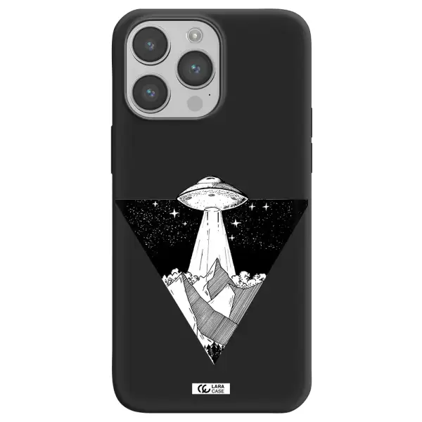a triangle with a ufo in the sky Apple iPhone 14 pro max Silicone black Case