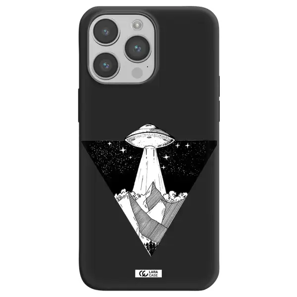 a triangle with a ufo in the sky Apple iPhone 14 pro Silicone black Case