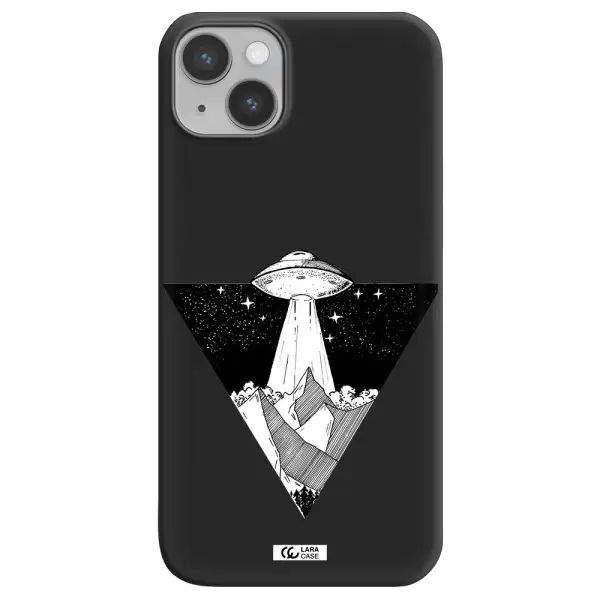 a triangle with a ufo in the sky Apple iPhone 14 Silicone black Case
