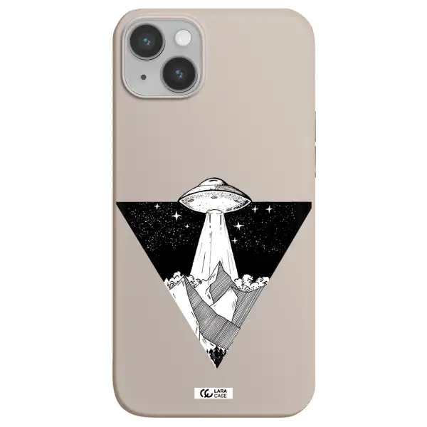 a triangle with a ufo in the sky Apple iPhone 14 Silicone Stone Case
