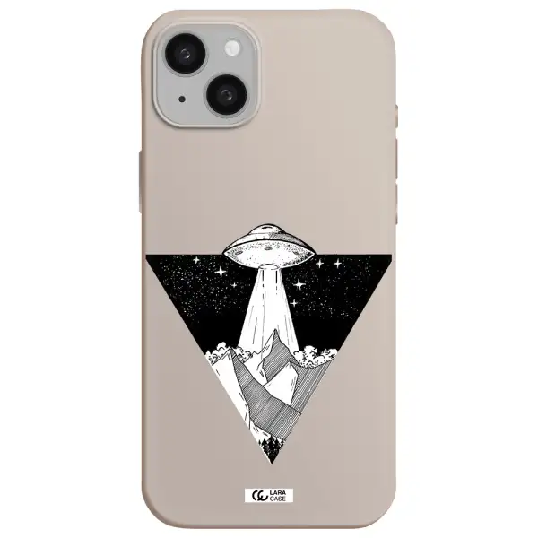 a triangle with a ufo in the sky Apple iphone 15 plus Silicone Stone Case