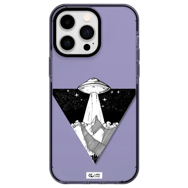 a triangle with a ufo in the sky Apple iPhone 15 Pro impact Lilac Case