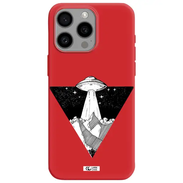 A Triangle With A Ufo In The Sky Apple Iphone 15 Pro Max Silicone Imperial Red Case