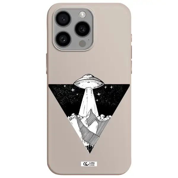 a triangle with a ufo in the sky Apple Iphone 15 Pro max Silicone Stone Case