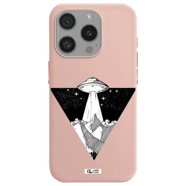 A Triangle With A Ufo In The Sky Apple Iphone 15 Pro Silicone Pastel Pink Case