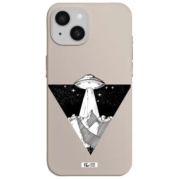a triangle with a ufo in the sky Apple iPhone 15 Silicone Stone Case