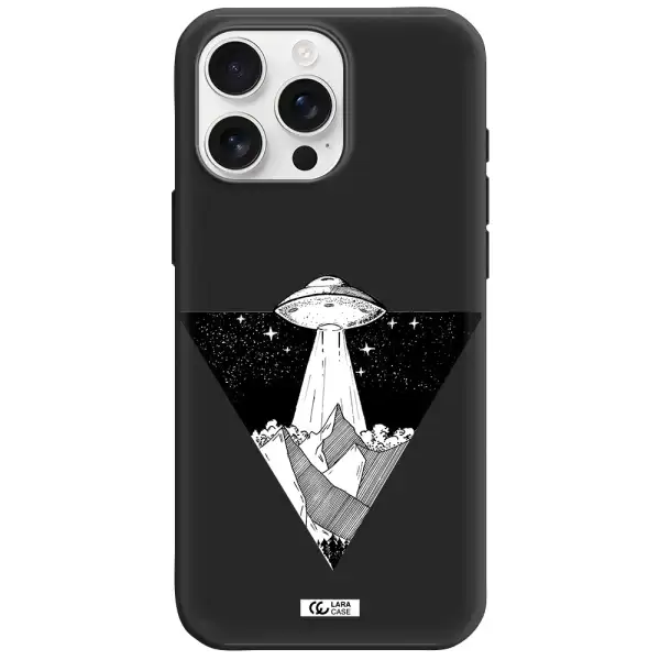 A Triangle With A Ufo In The Sky Apple Iphone 16 Pro Max Silicone Black Case