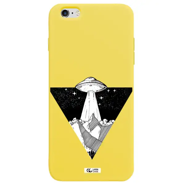 a triangle with a ufo in the sky Apple iPhone 6 plus Silicone canary yellow Case