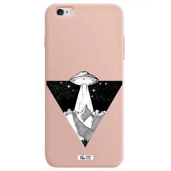 a triangle with a ufo in the sky Apple iPhone 6 plus Silicone pastel pink Case