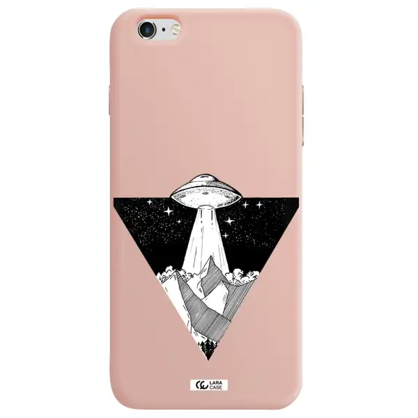 a triangle with a ufo in the sky Apple iPhone 6 s plus Silicone pastel pink Case