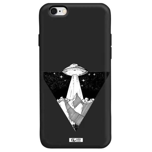 a triangle with a ufo in the sky Apple iPhone 6 Silicone black Case