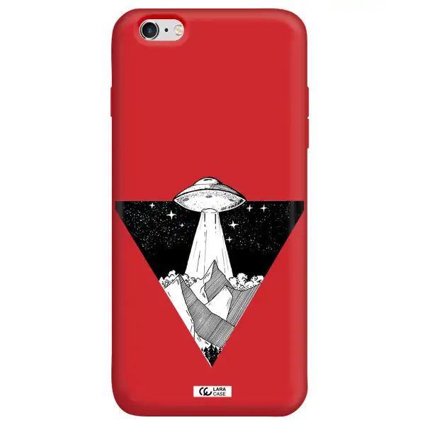 a triangle with a ufo in the sky Apple iPhone 6S Silicone Imperial Red Case