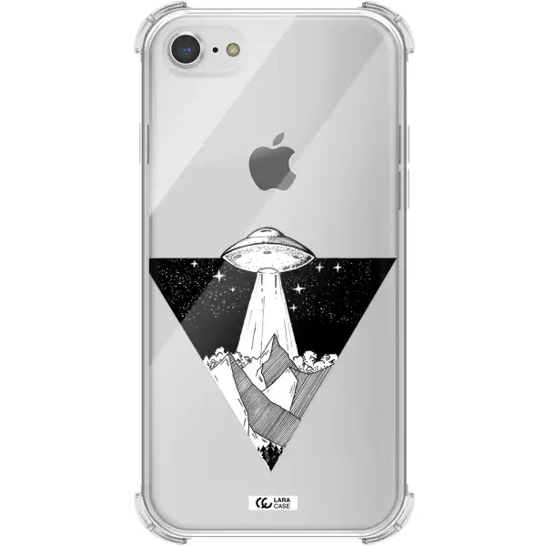 a triangle with a ufo in the sky Apple iPhone 7 Clear PC Case