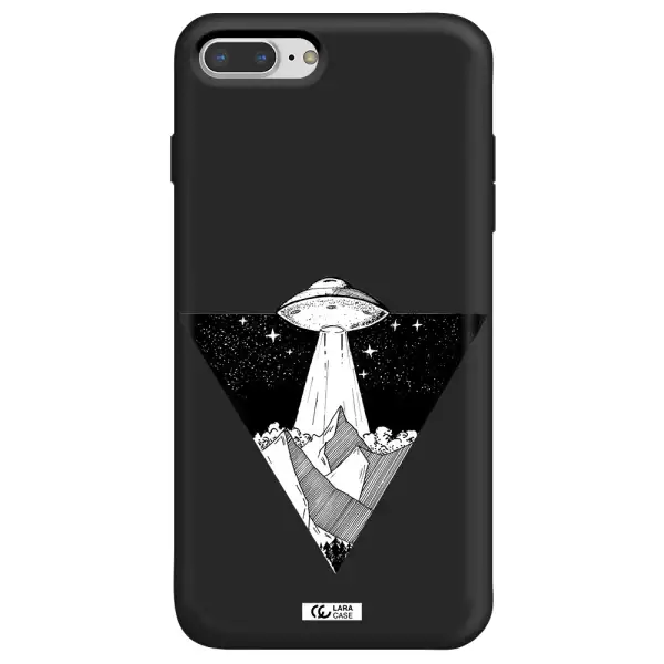 a triangle with a ufo in the sky Apple iPhone 7 plus Silicone black Case