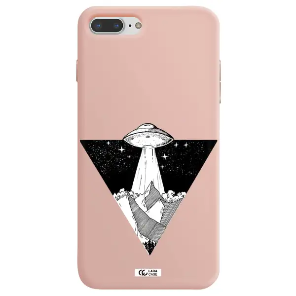 a triangle with a ufo in the sky Apple iPhone 7 plus Silicone pastel pink Case