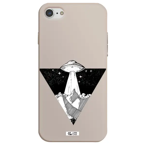 a triangle with a ufo in the sky Apple iPhone 7 Silicone Stone Case